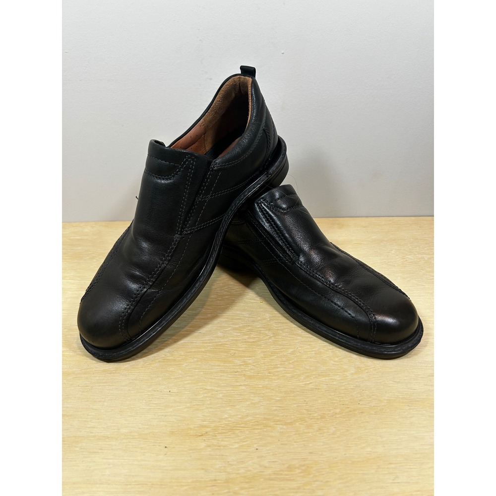 ECCO Mens Black Leather Slip On Loafers Bicycle Toe Dress Shoes Size 42 US 8-8.5